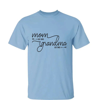 Mom Est & Grandma Est Shirt – Personalized T-Shirt with Custom Year – Mother’s Day Gift for Mom or Grandma  Ezcustomize