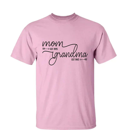 Mom Est & Grandma Est Shirt – Personalized T-Shirt with Custom Year – Mother’s Day Gift for Mom or Grandma  Ezcustomize
