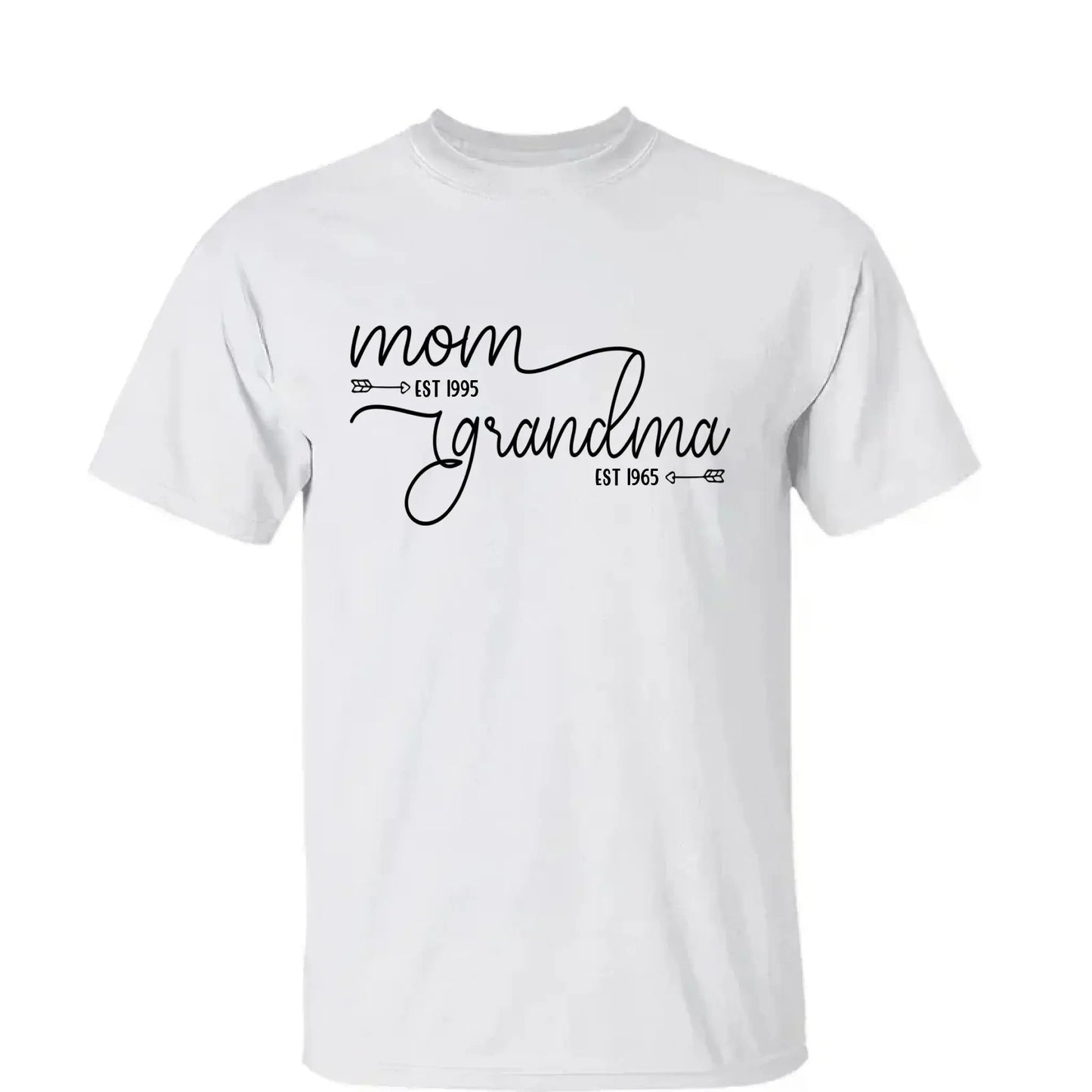 Mom Est & Grandma Est Shirt – Personalized T-Shirt with Custom Year – Mother’s Day Gift for Mom or Grandma  Ezcustomize