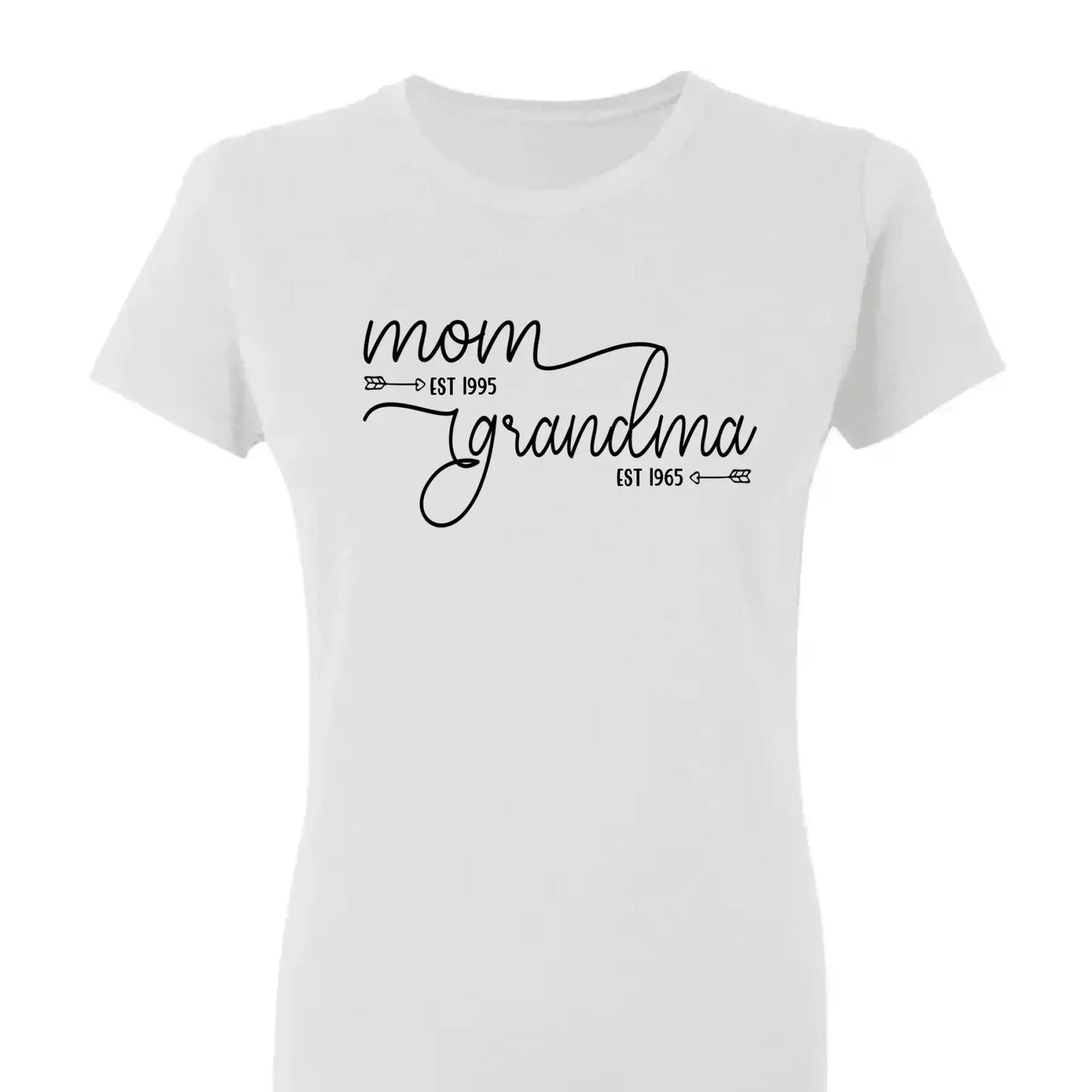 Mom Est & Grandma Est Shirt – Personalized T-Shirt with Custom Year – Mother’s Day Gift for Mom or Grandma  Ezcustomize