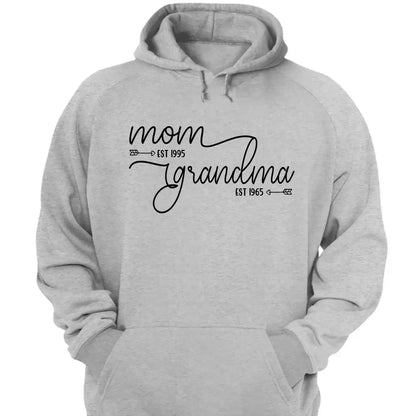 Mom Est & Grandma Est Shirt – Personalized T-Shirt with Custom Year – Mother’s Day Gift for Mom or Grandma  Ezcustomize