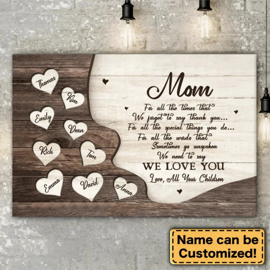 Mom Sign with Heart Names – Personalized Poster/Canvas – Mother’s Day Gift from Kids to Show Love & Appreciation  Ezcustomize
