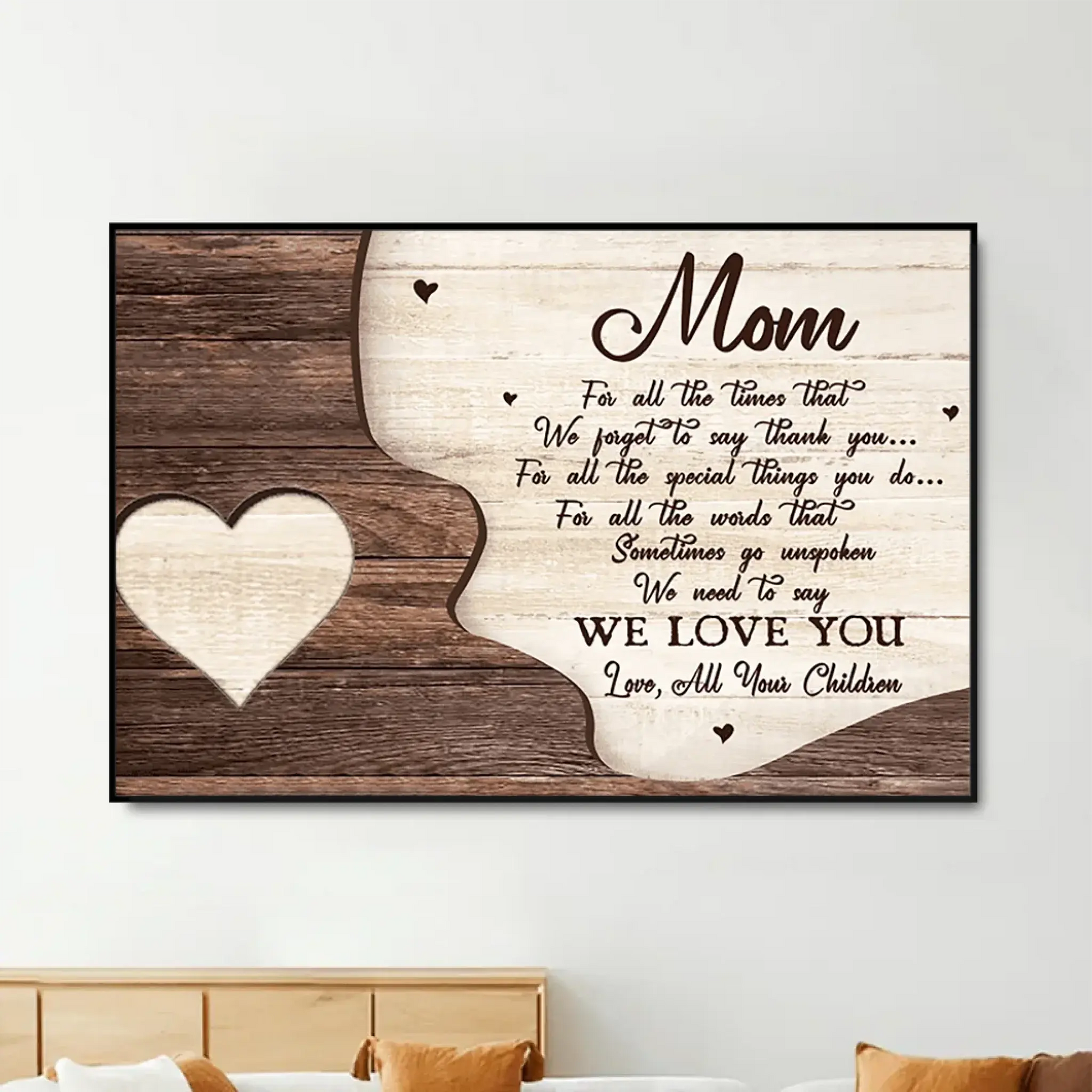 Mom Sign with Heart Names – Personalized Poster/Canvas – Mother’s Day Gift from Kids to Show Love & Appreciation  Ezcustomize