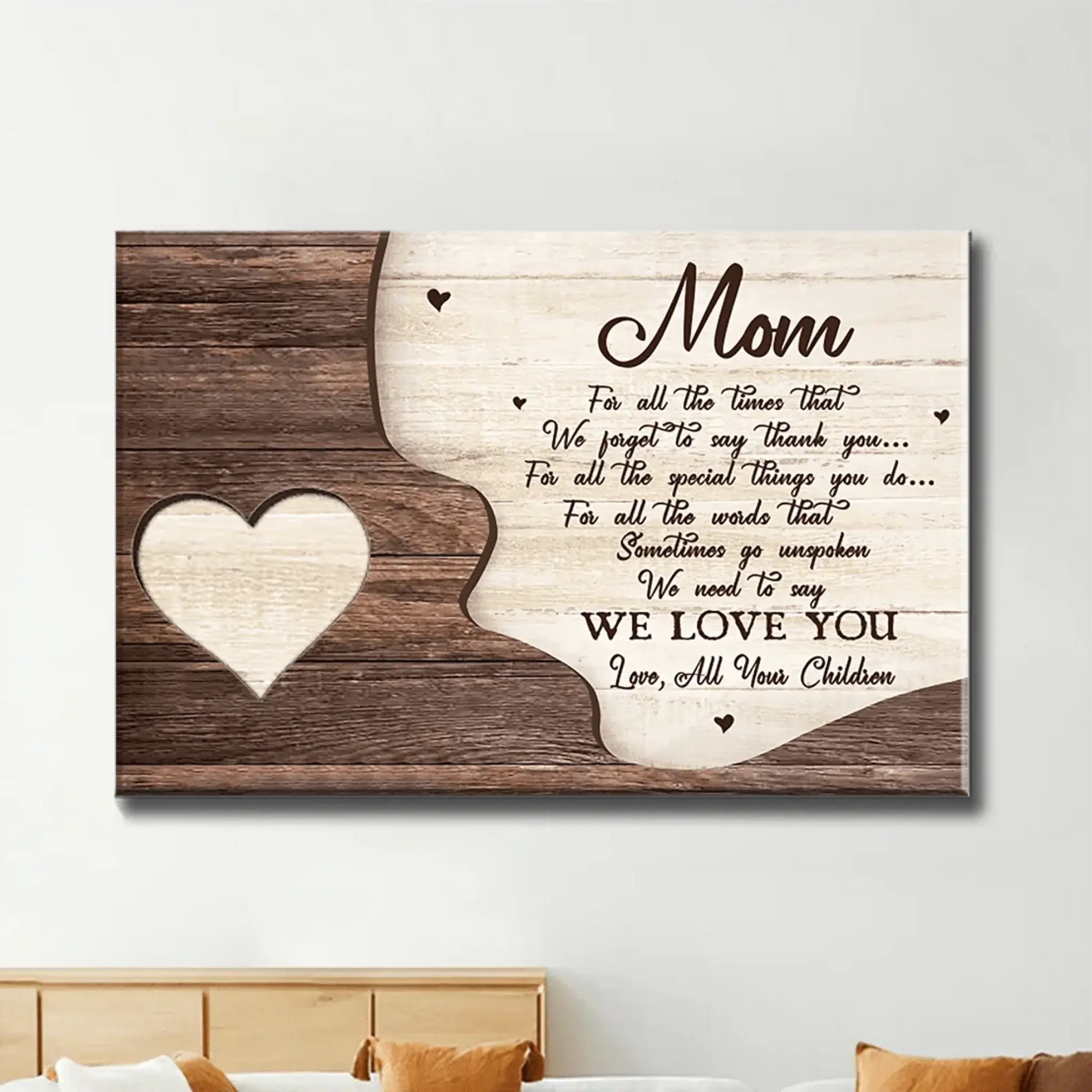 Mom Sign with Heart Names – Personalized Poster/Canvas – Mother’s Day Gift from Kids to Show Love & Appreciation  Ezcustomize