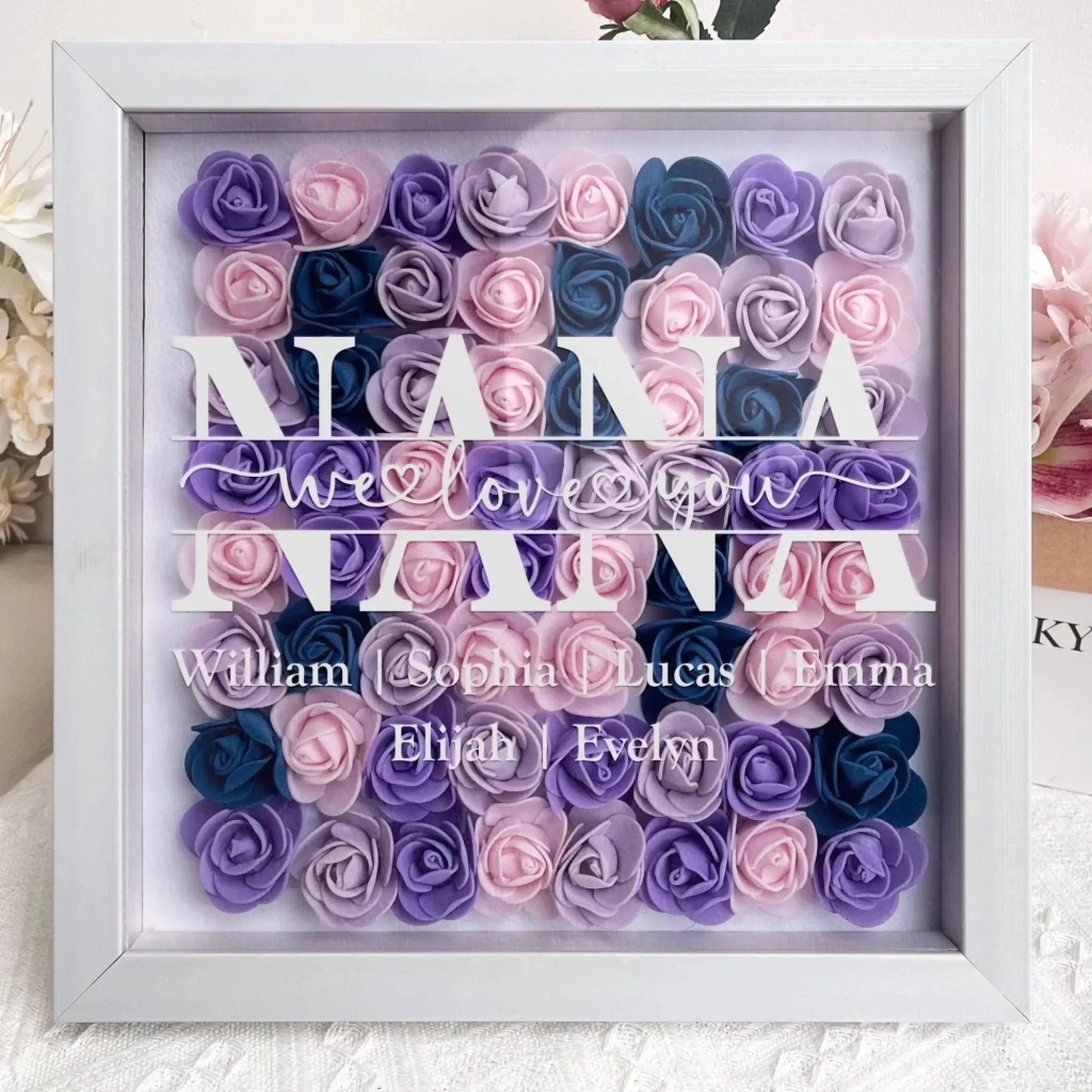 Mom We Love You - Personalized Flower Shadow Box - Gift For Mom  Ezcustomize