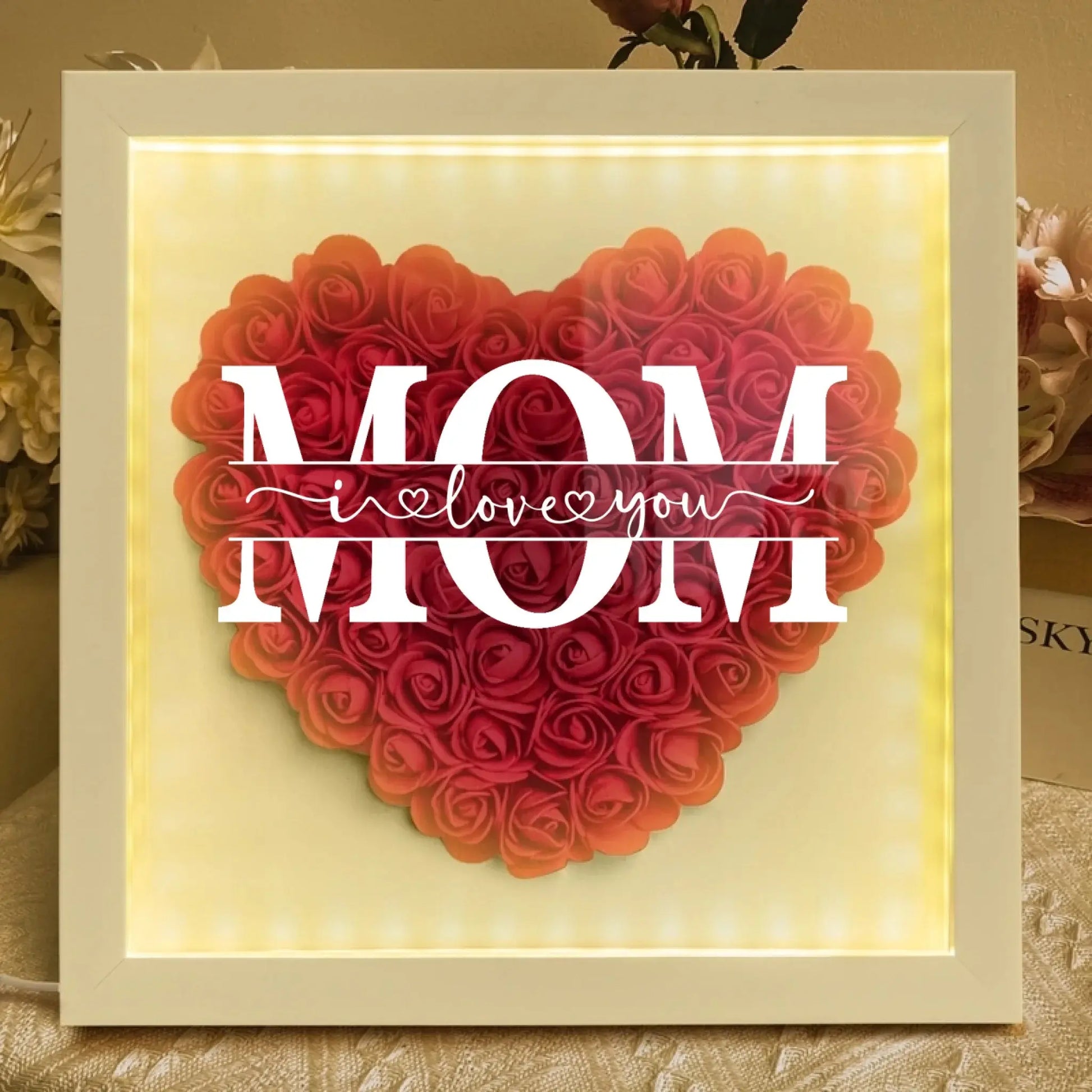 Mom We Love You - Personalized Flower Shadow Box - Gift For Mom  Ezcustomize