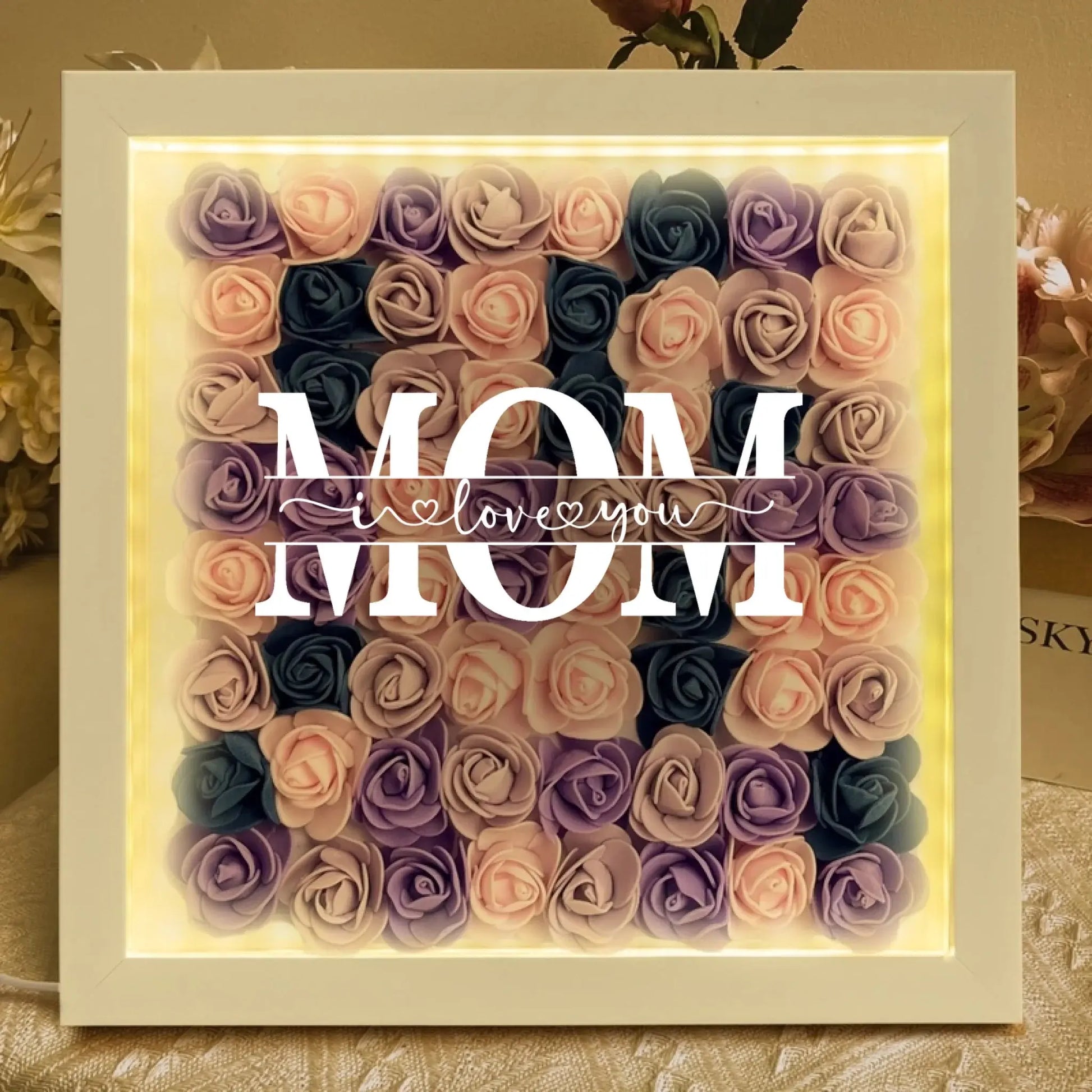 Mom We Love You - Personalized Flower Shadow Box - Gift For Mom  Ezcustomize