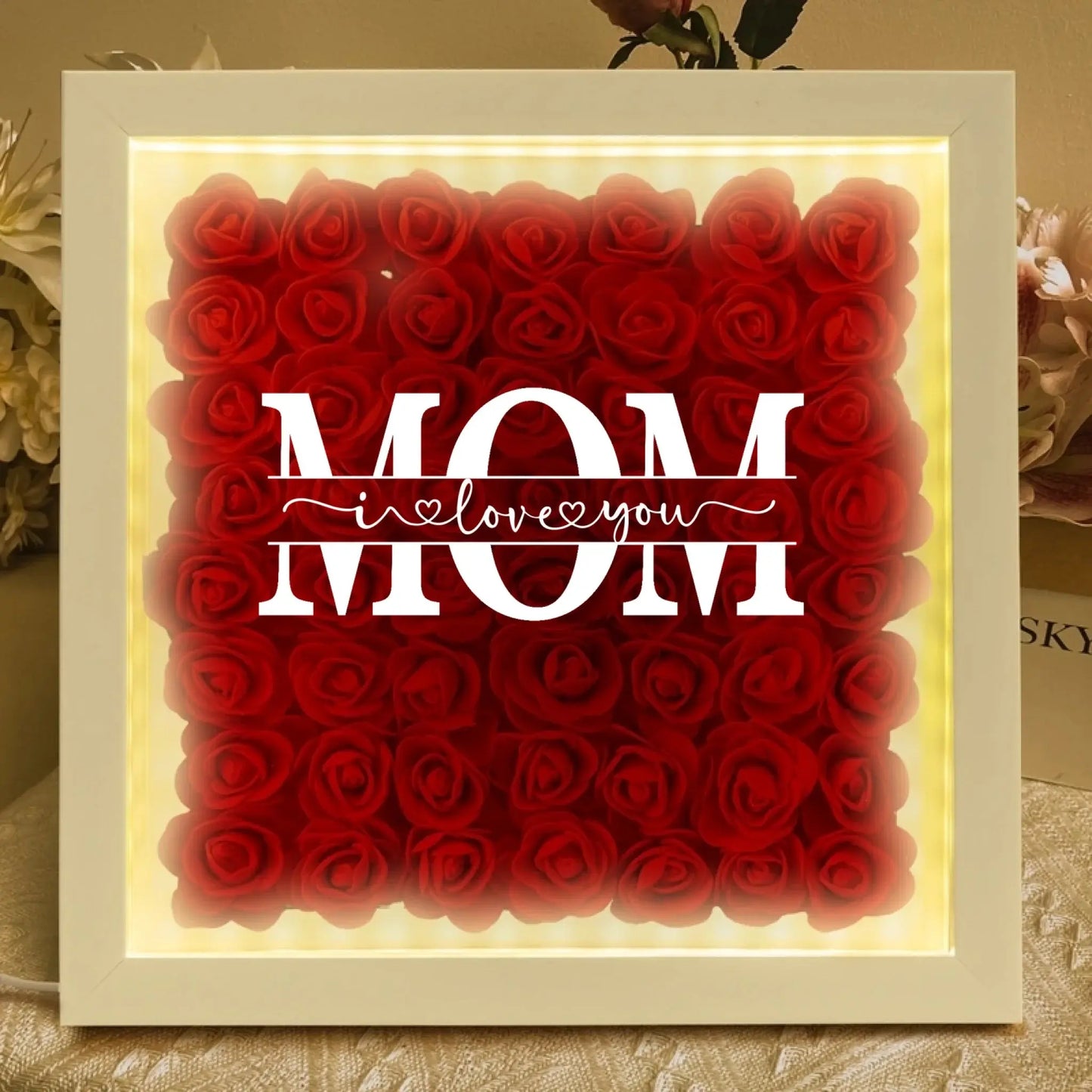 Mom We Love You - Personalized Flower Shadow Box - Gift For Mom  Ezcustomize