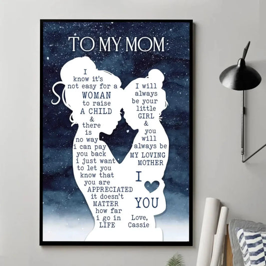 Mom & Daughter Starry Night Silhouette Art – Personalized Poster/Canvas – Mother’s Day & Birthday Gift for Mom  Ezcustomize