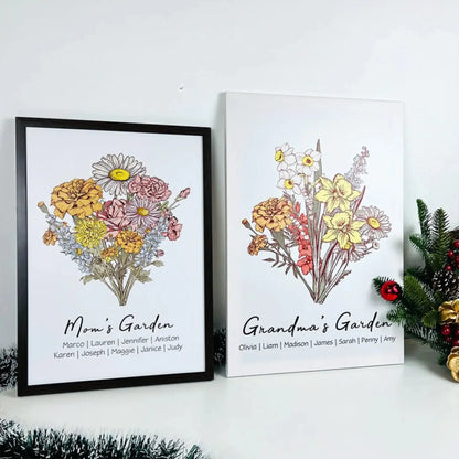 Mom’s Garden Personalized Wall Art – Custom Flower Names Poster or Canvas Gift from Kids, Mother’s Day Floral Artwork for Mom  Ezcustomize