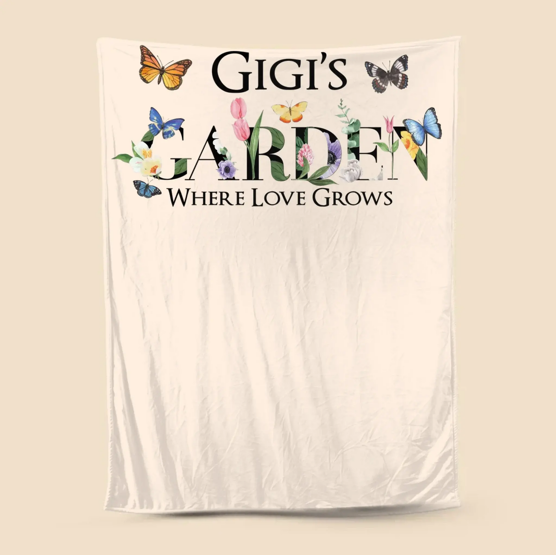 Mom's Garden – Where Love Grows Personalized Blanket with Butterflies, Custom Gift for Mom & Grandma  Ezcustomize