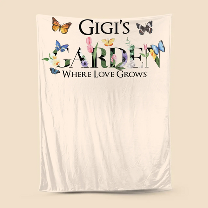 Mom's Garden – Where Love Grows Personalized Blanket with Butterflies, Custom Gift for Mom & Grandma  Ezcustomize