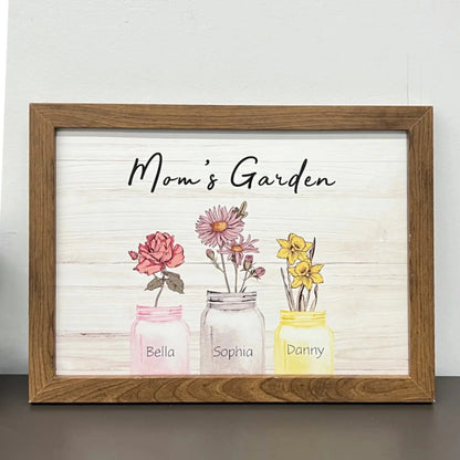 Mom’s/Grandma’s Garden Birth Flower Art – Personalized Horizontal Poster/Canvas – Custom Wall Art Gift with Kids’ or Grandkids’ Birth Months  Ezcustomize