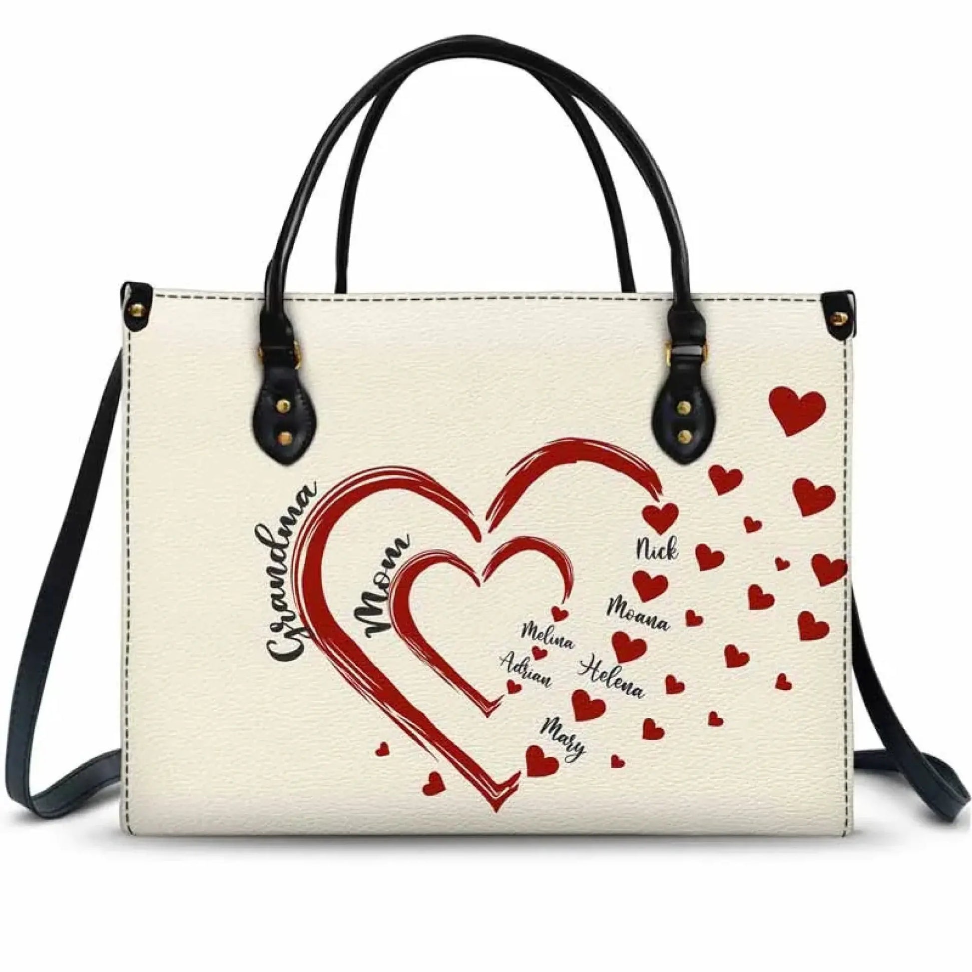 Mom’s & Grandma’s Sweethearts Bag – Personalized Leather Handbag with Kids' Names – Custom Gift for Mom or Grandmother  Ezcustomize