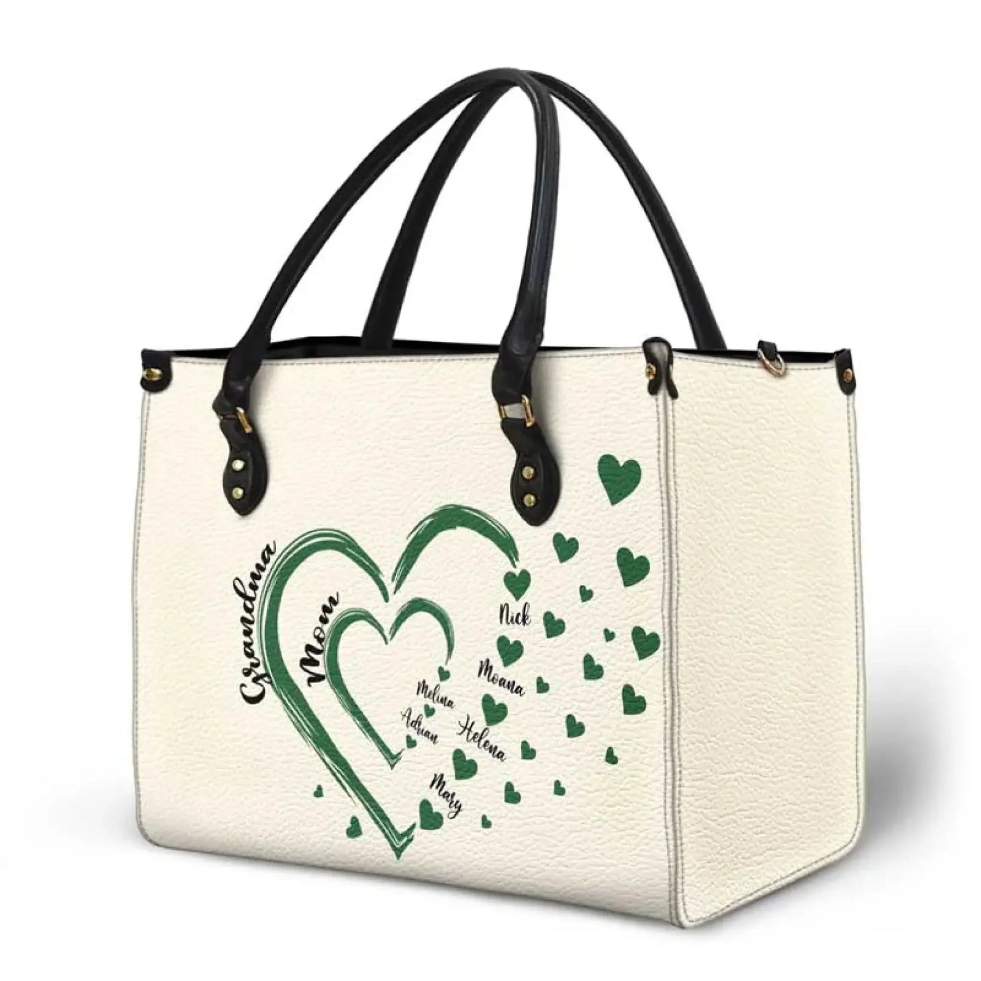 Mom’s & Grandma’s Sweethearts Bag – Personalized Leather Handbag with Kids' Names – Custom Gift for Mom or Grandmother  Ezcustomize