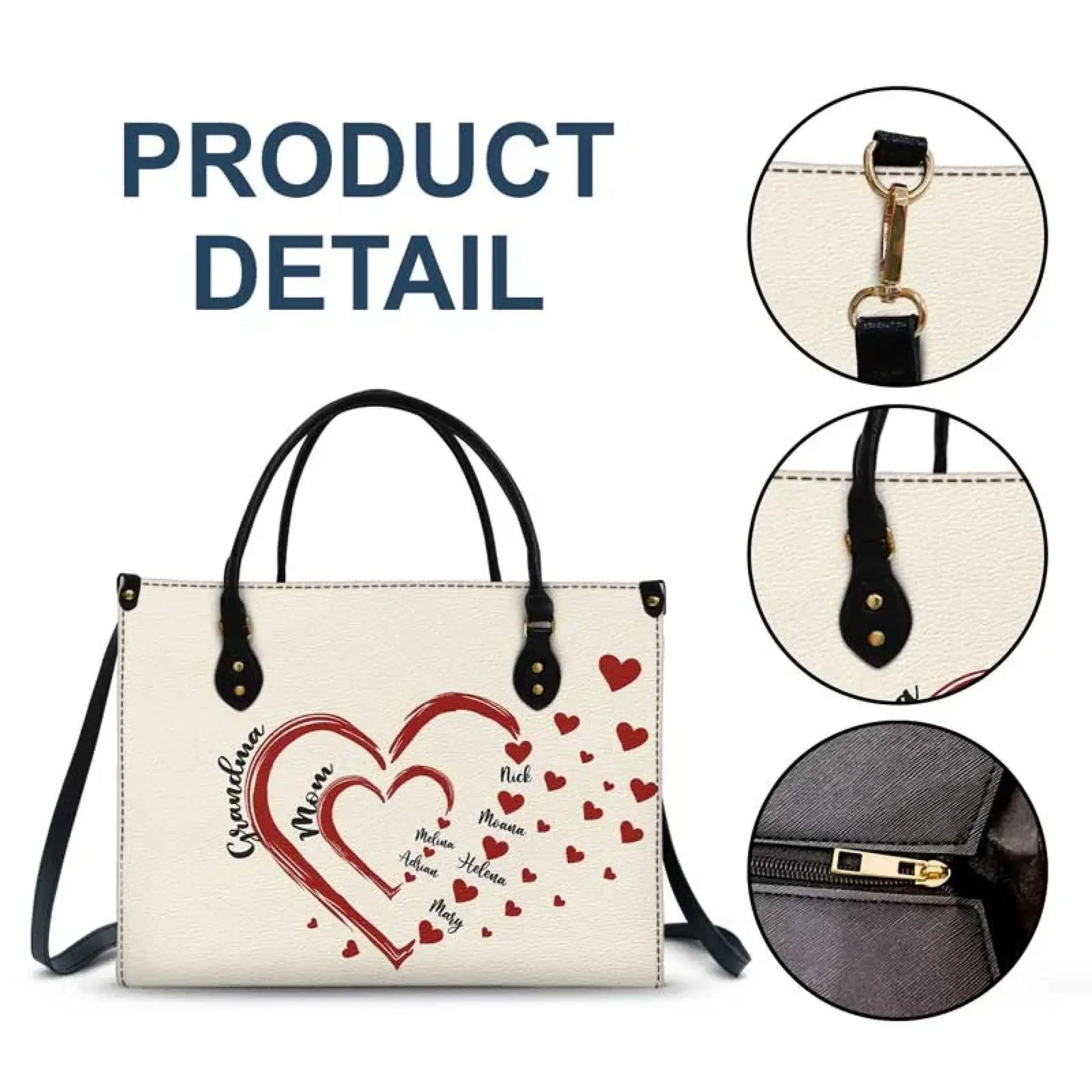 Mom’s & Grandma’s Sweethearts Bag – Personalized Leather Handbag with Kids' Names – Custom Gift for Mom or Grandmother  Ezcustomize