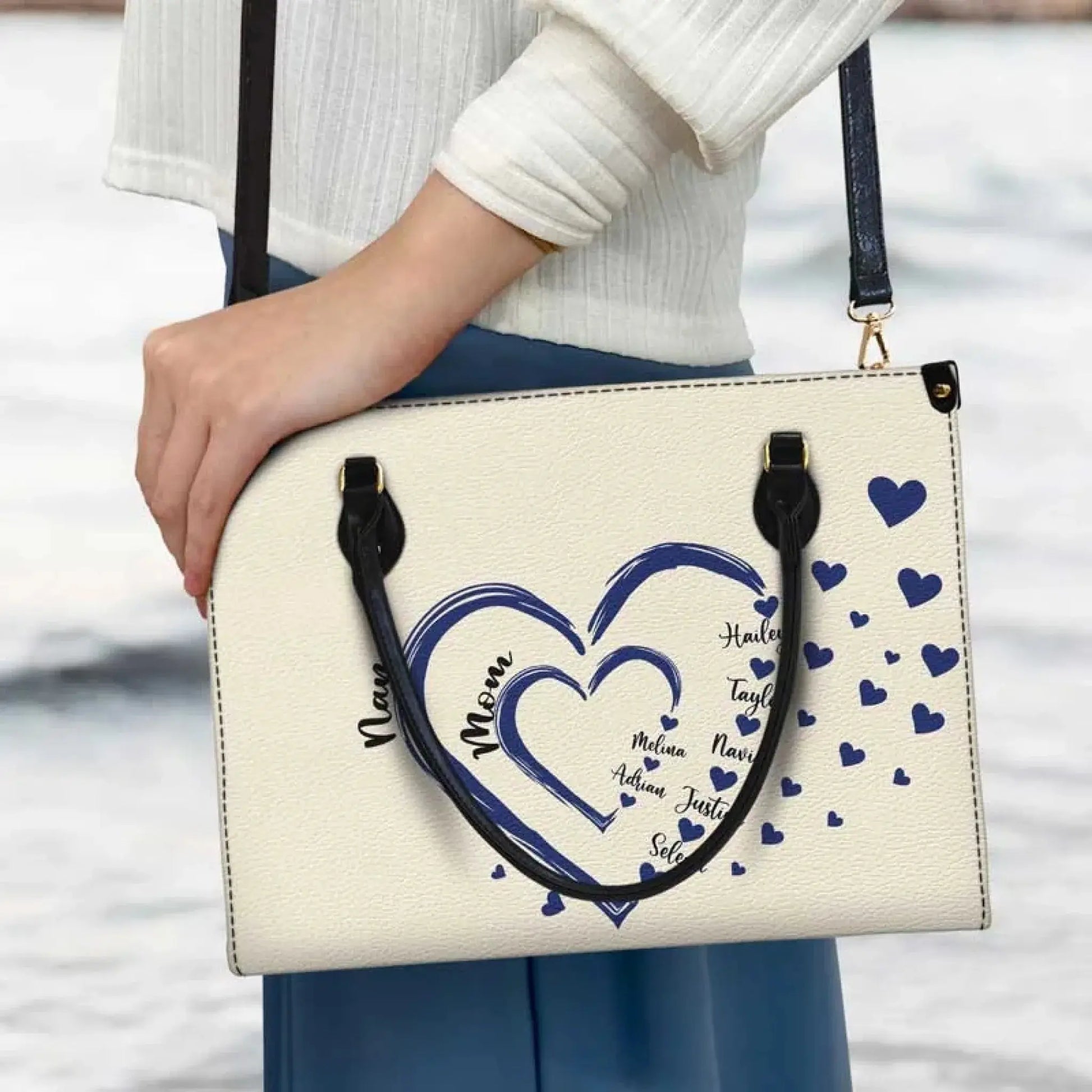 Mom’s & Grandma’s Sweethearts Bag – Personalized Leather Handbag with Kids' Names – Custom Gift for Mom or Grandmother  Ezcustomize
