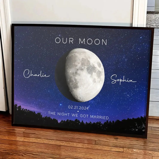 Moon Phase Anniversary Poster - Unique Personalized Gift for Husband & Wife  Ezcustomize