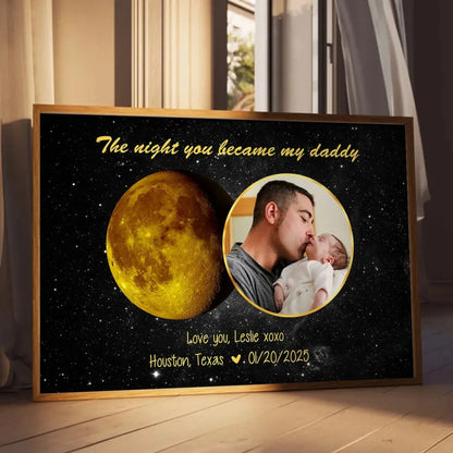 Moon Phase Art The Day You Became My Daddy – Personalized Poster with Custom Moon Phase, Photo & Message  Ezcustomize