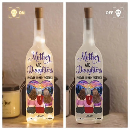 Mother And Children Forever Linked Together - Personalized Bottle Light with LED Fairy Lights - Gift for Mom, Mother, Daughter, Son, Children  Ezcustomize