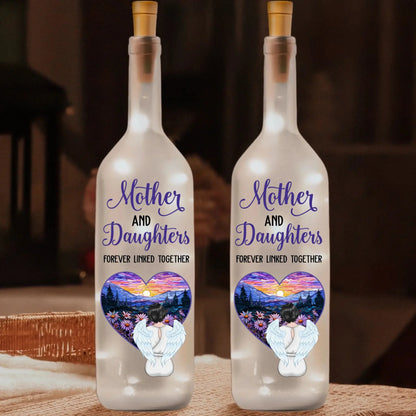 Mother And Children Forever Linked Together - Personalized Bottle Light with LED Fairy Lights - Gift for Mom, Mother, Daughter, Son, Children  Ezcustomize
