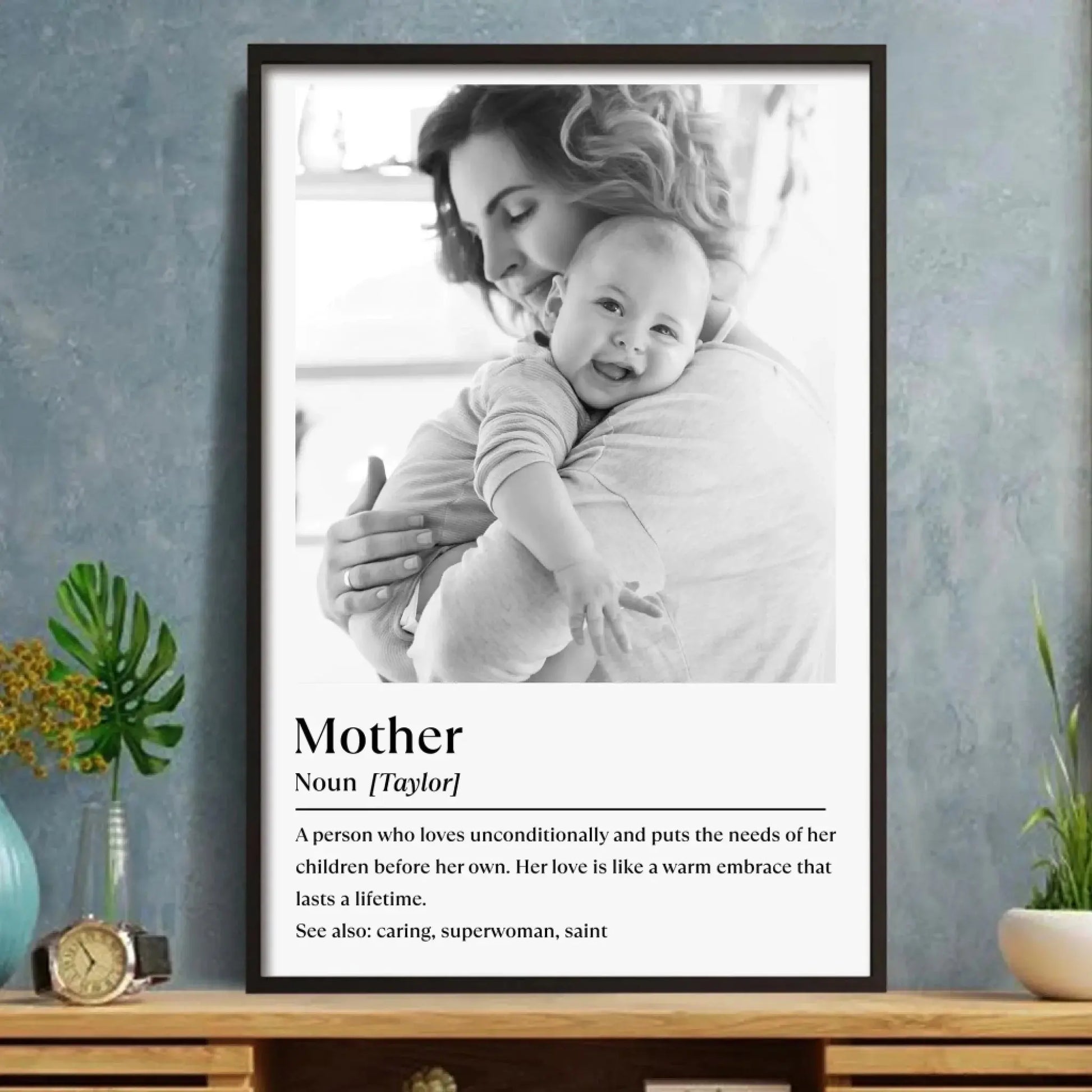 Mother’s Warm Embrace Portrait of Mother and Child – Personalized Poster Wall Art Print – Heartfelt Mother’s Day, Birthday & Keepsake Gift for Moms  Ezcustomize