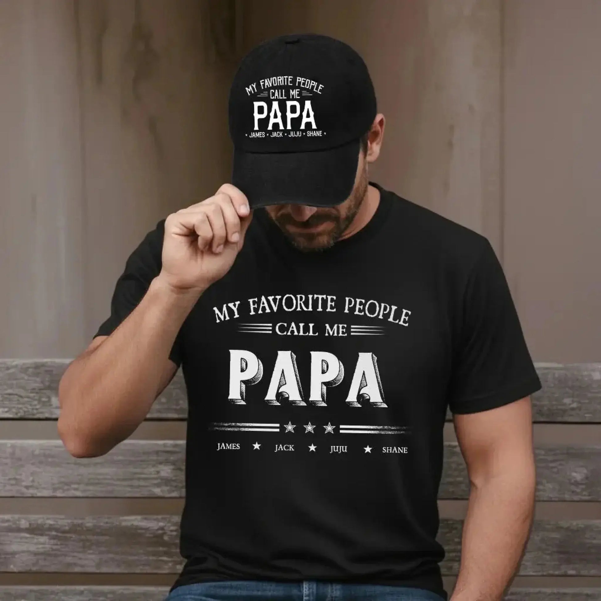 My Favorite People Call Me Papa Combo – Personalized Cap and T-Shirt Set for Dad or Grandpa  Ezcustomize
