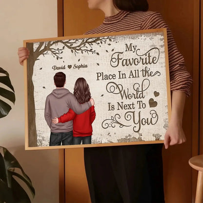 My Favorite Place Is Next To You – Personalized Couple Back View Poster/Canvas – Custom Romantic Gift with Names for Him or Her  Ezcustomize