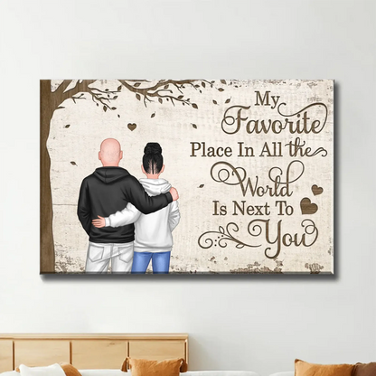 My Favorite Place Is Next To You – Personalized Couple Back View Poster/Canvas – Custom Romantic Gift with Names for Him or Her  Ezcustomize