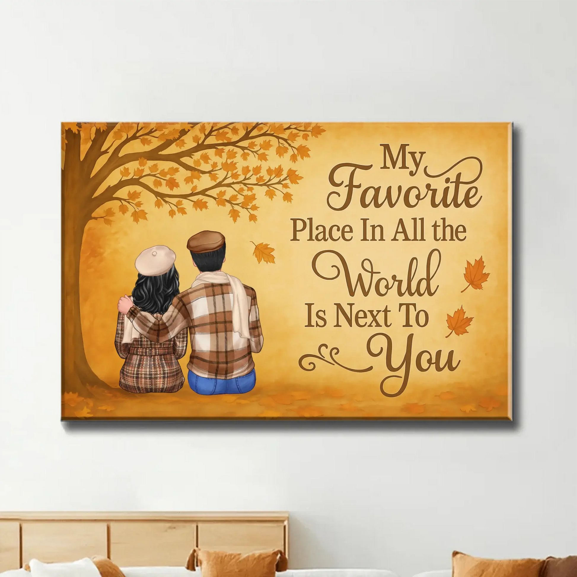 My Favorite Place Is Next To You – Personalized Fall Couple Poster/Canvas – Romantic Autumn Gift for Him or Her  Ezcustomize