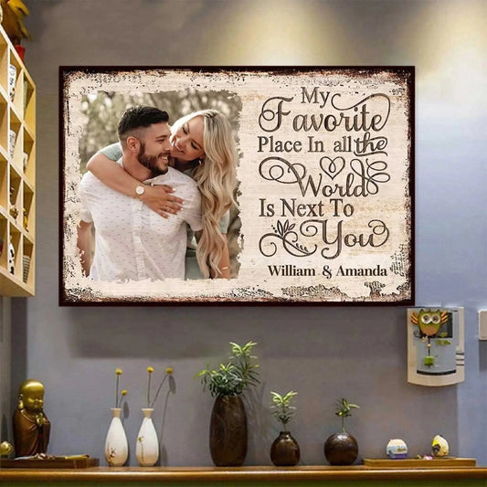 My Favorite Place Is Next To You – Personalized Photo Poster/Canvas with Names – Custom Romantic Gift for Couples  Ezcustomize