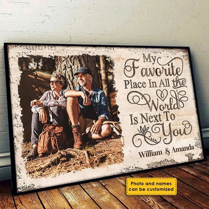 My Favorite Place Is Next To You – Personalized Photo Poster/Canvas with Names – Custom Romantic Gift for Couples  Ezcustomize