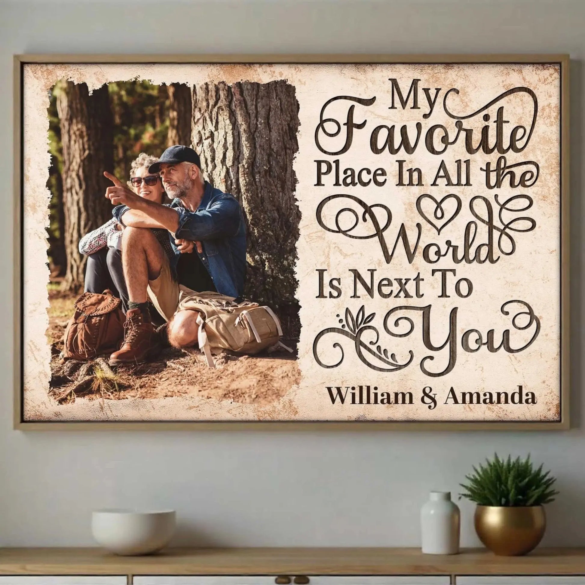 My Favorite Place Is Next To You – Personalized Photo Poster/Canvas with Names – Custom Romantic Gift for Couples  Ezcustomize