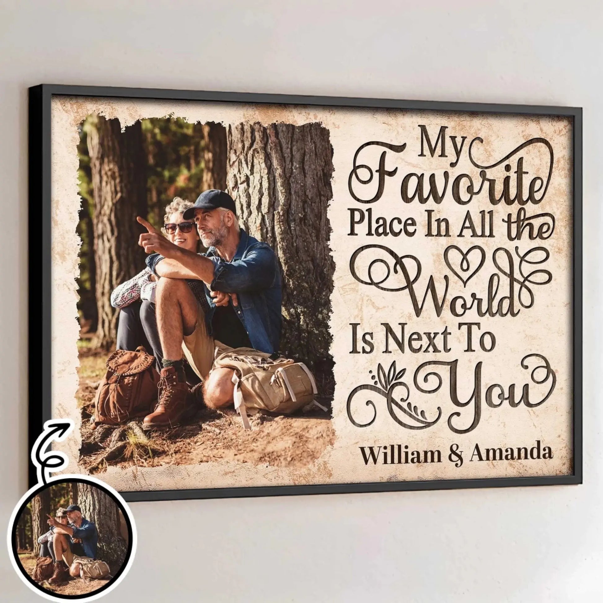 My Favorite Place Is Next To You – Personalized Photo Poster/Canvas with Names – Custom Romantic Gift for Couples  Ezcustomize