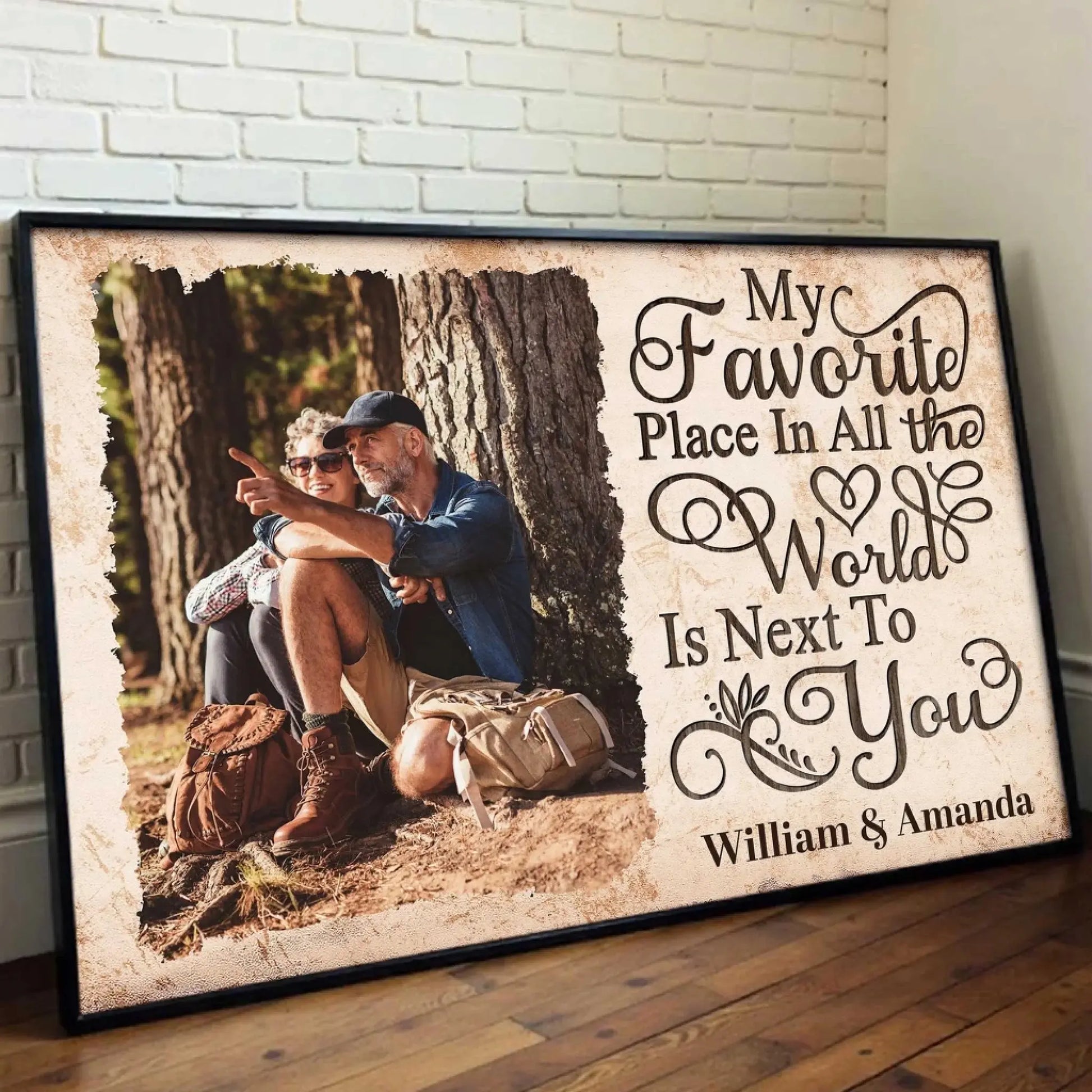 My Favorite Place Is Next To You – Personalized Photo Poster/Canvas with Names – Custom Romantic Gift for Couples  Ezcustomize