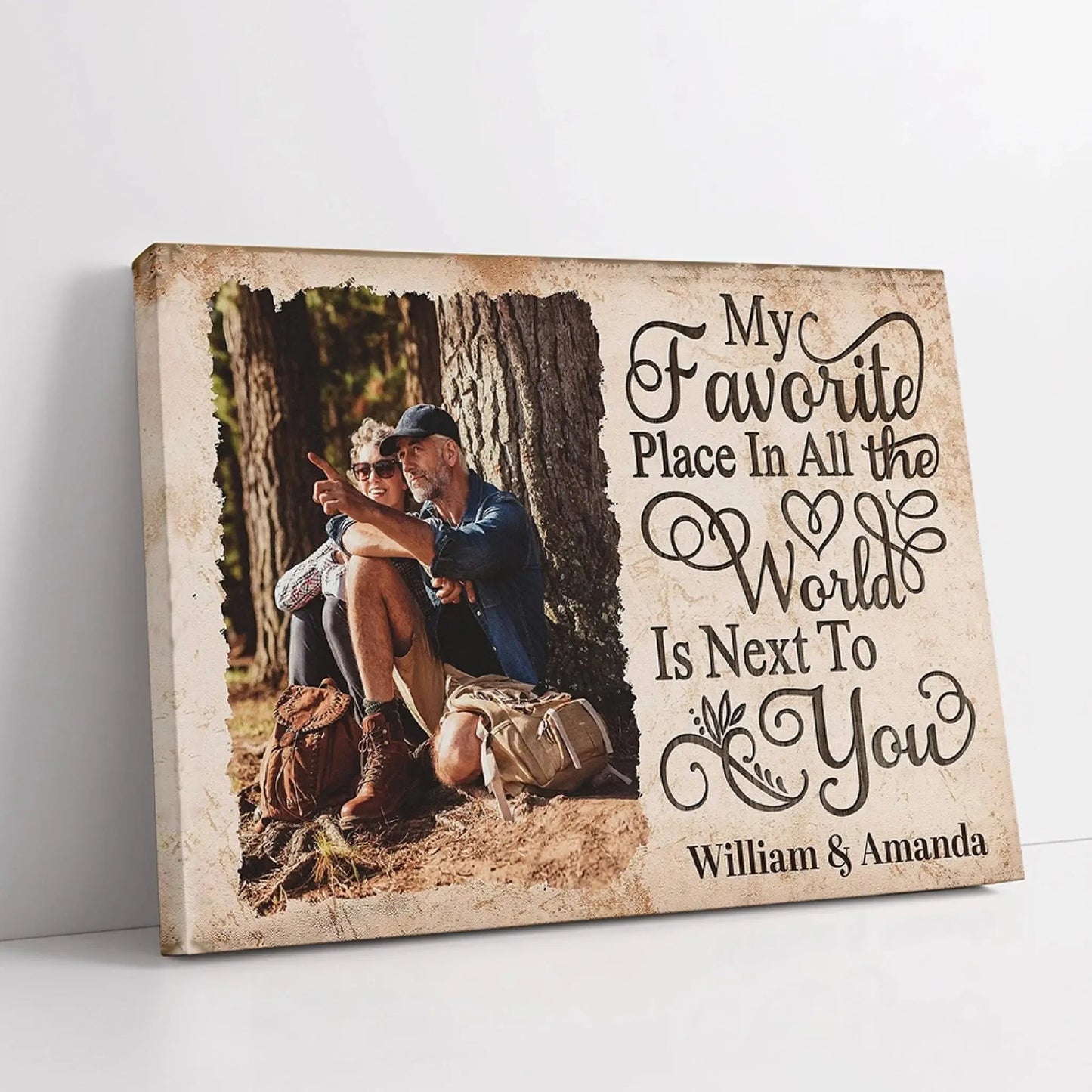 My Favorite Place Is Next To You – Personalized Photo Poster/Canvas with Names – Custom Romantic Gift for Couples  Ezcustomize