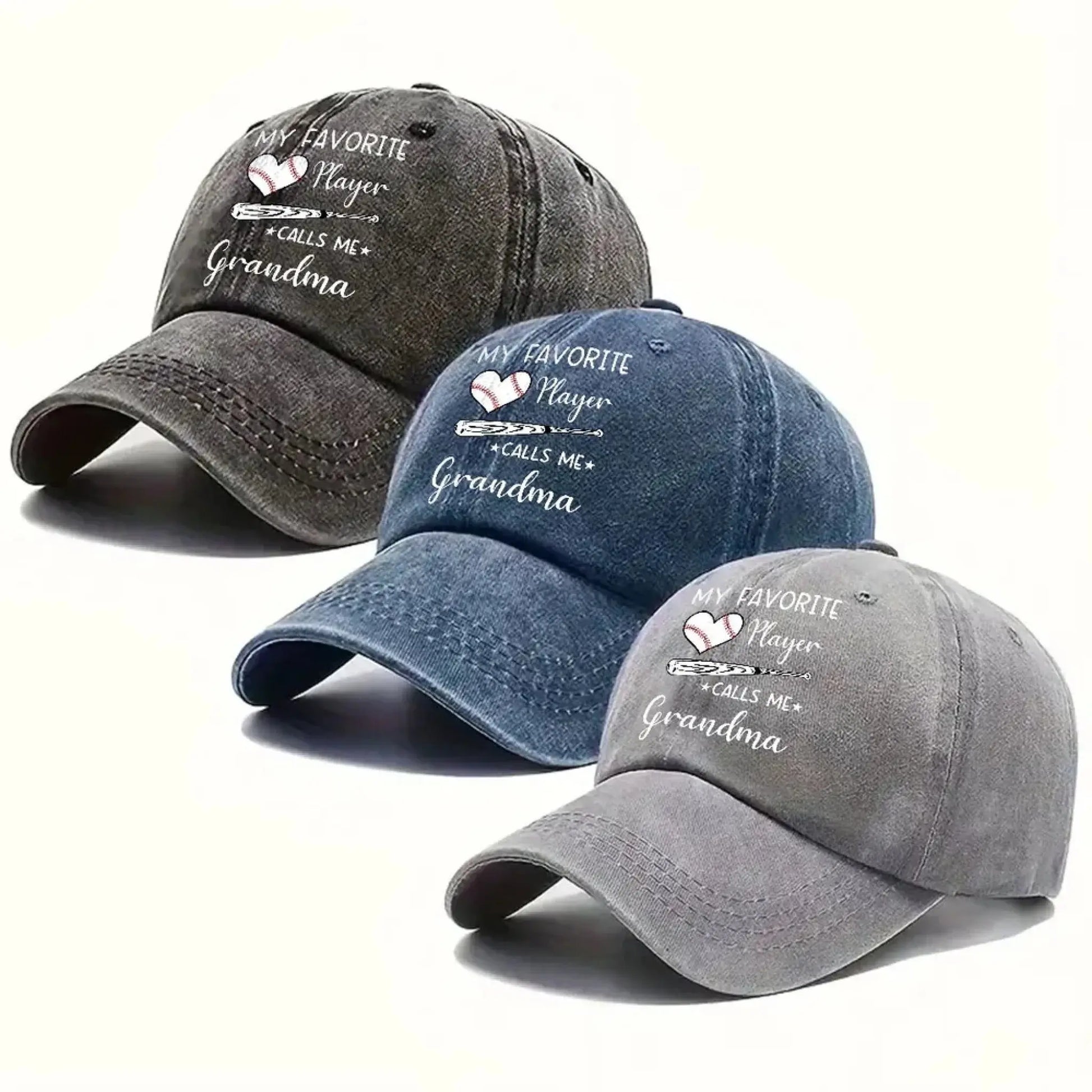 My Favorite Player Calls Me Grandma Hat – Personalized Baseball Vintage Washed Denim Cap for Grandma, Mom, Nana  Ezcustomize