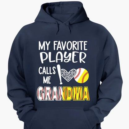 My Favorite Player Calls Me Grandma Shirt – Personalized Baseball/Softball T-Shirt with Name & Ball Style  Ezcustomize