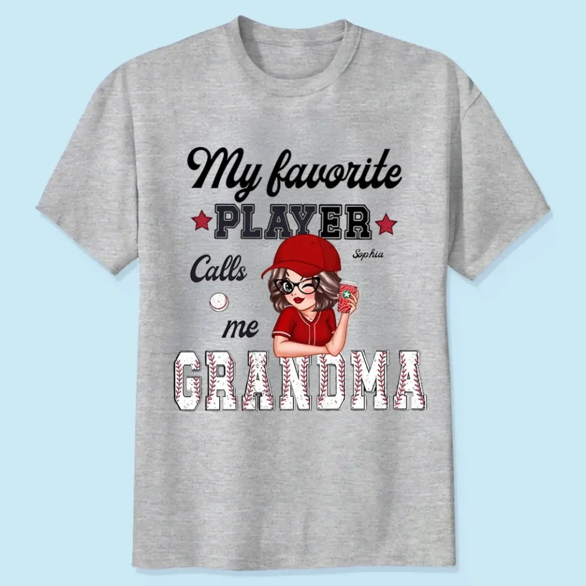 My Favorite Player Calls Me Grandma – Personalized Custom T-Shirt, Funny & Loving Gift for Grandma, Nana, Mimi, Mom, or Wife  Ezcustomize