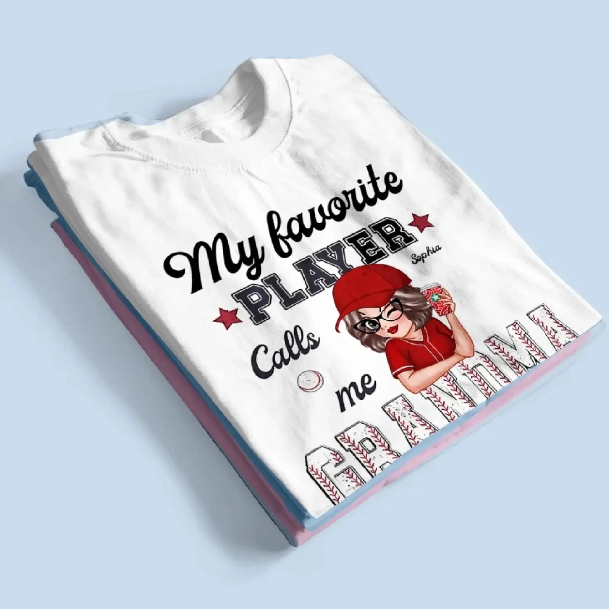 My Favorite Player Calls Me Grandma – Personalized Custom T-Shirt, Funny & Loving Gift for Grandma, Nana, Mimi, Mom, or Wife  Ezcustomize