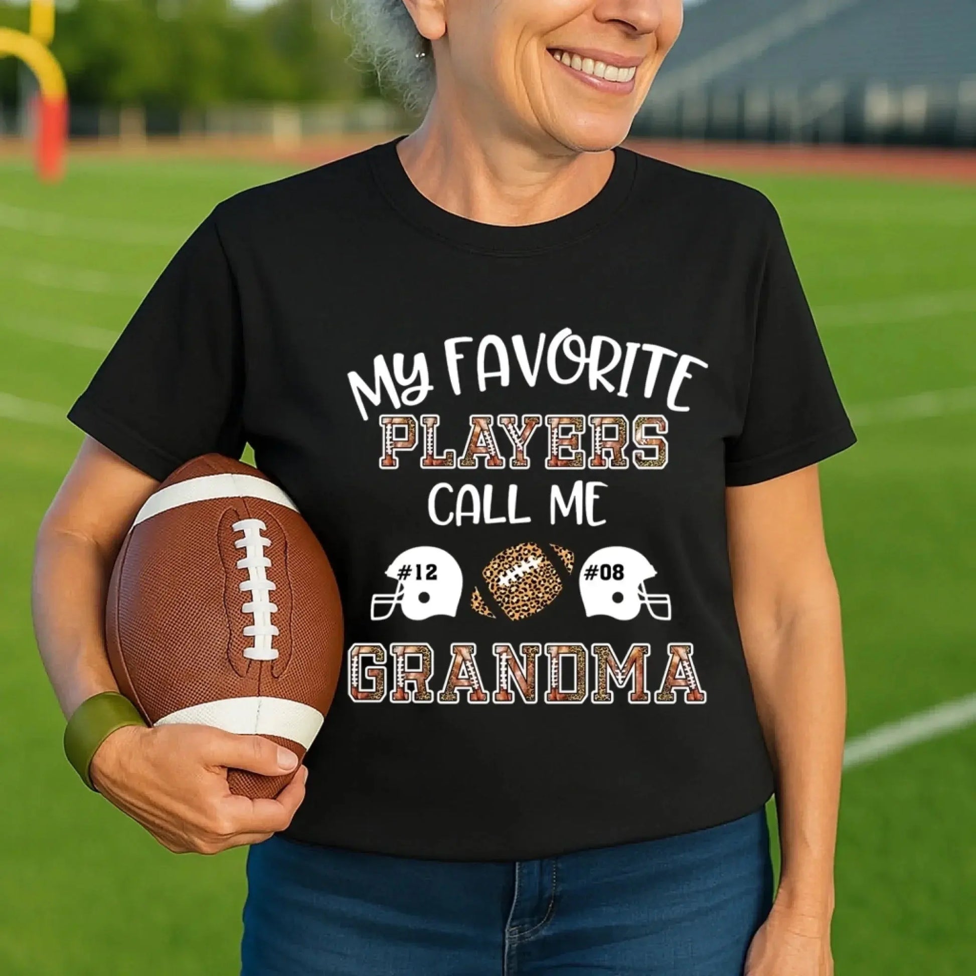 My Favorite Player Calls Me Grandma – Personalized Football T-Shirt – Custom Game Day Shirt Gift for Mom, Grandma, or Sports Fan  Ezcustomize