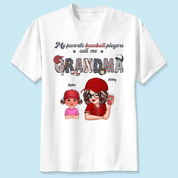 My Favorite Player Calls Me Shirt – Personalized Custom T-Shirt – Sports Gift for Mom or Grandma with Kid’s Name