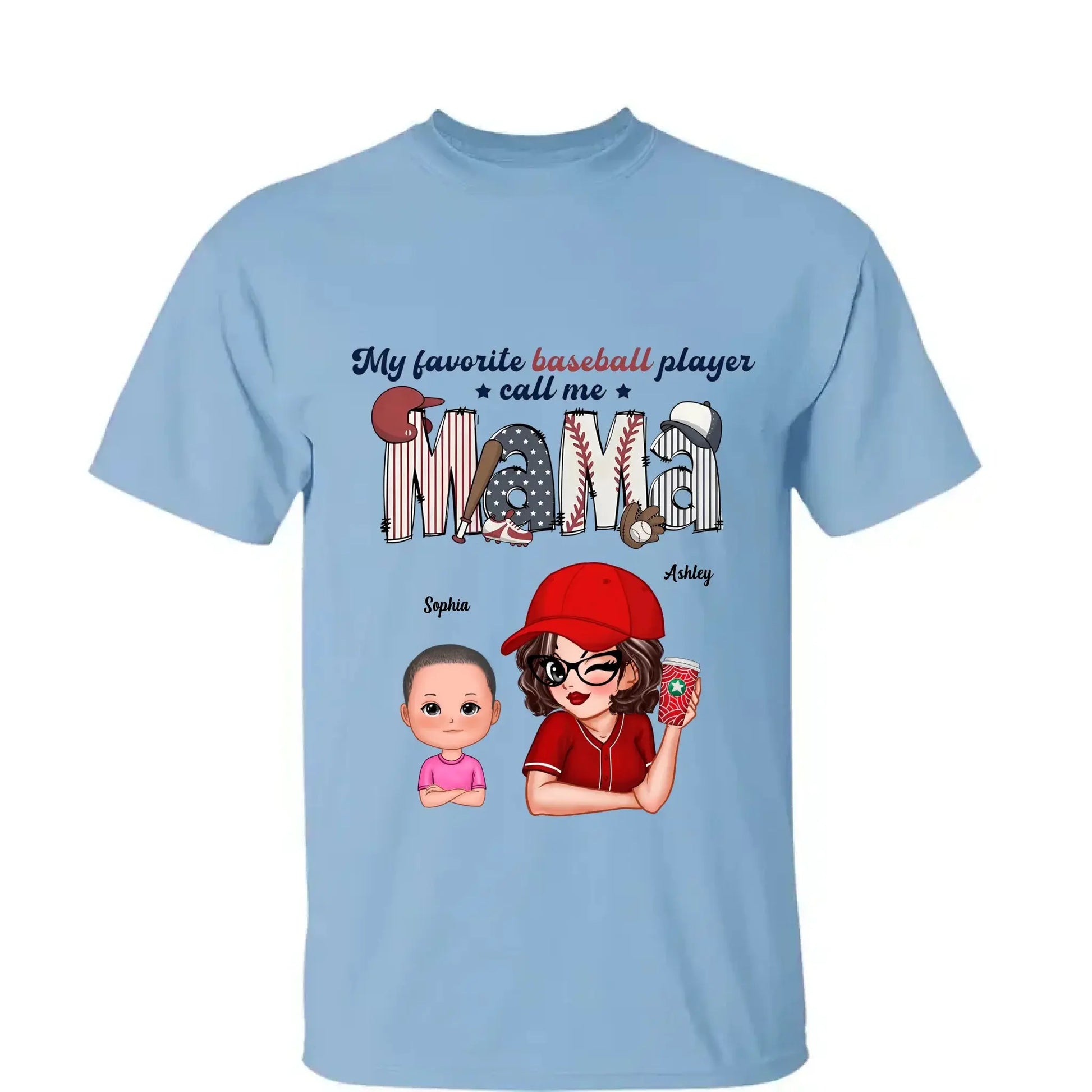 My Favorite Player Calls Me Shirt – Personalized Custom T-Shirt – Sports Gift for Mom or Grandma with Kid’s Name  Ezcustomize
