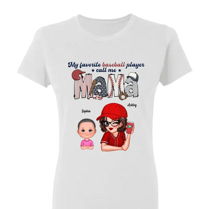 My Favorite Player Calls Me Shirt – Personalized Custom T-Shirt – Sports Gift for Mom or Grandma with Kid’s Name  Ezcustomize