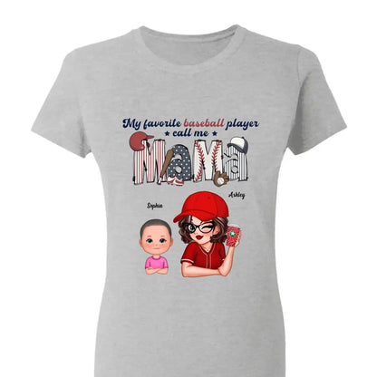 My Favorite Player Calls Me Shirt – Personalized Custom T-Shirt – Sports Gift for Mom or Grandma with Kid’s Name  Ezcustomize