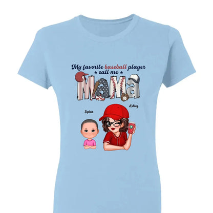 My Favorite Player Calls Me Shirt – Personalized Custom T-Shirt – Sports Gift for Mom or Grandma with Kid’s Name  Ezcustomize