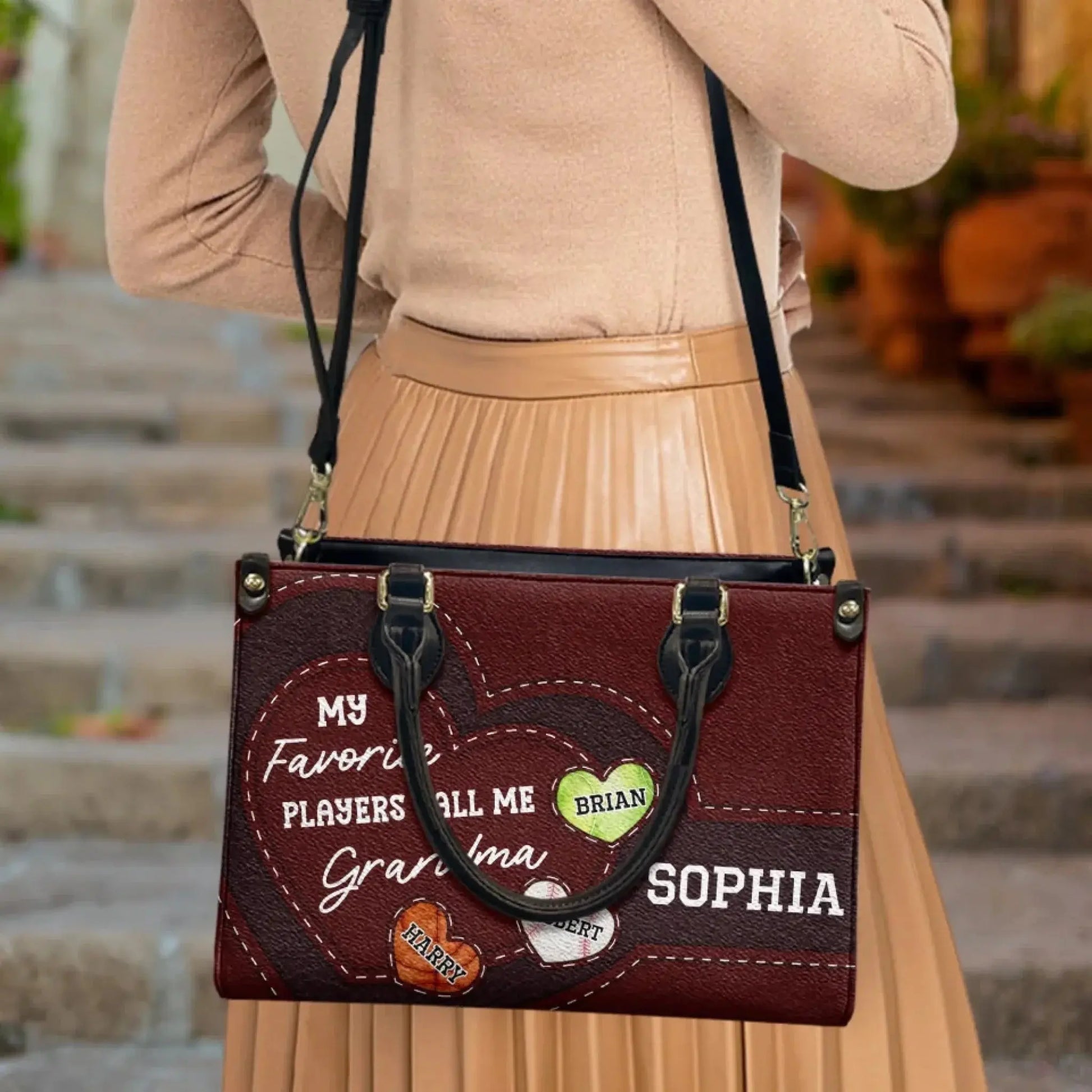 My Favorite Players Call Me Grandma – Personalized Leather Tote Bag with Kids’ Names, Gift for Grandma  Ezcustomize