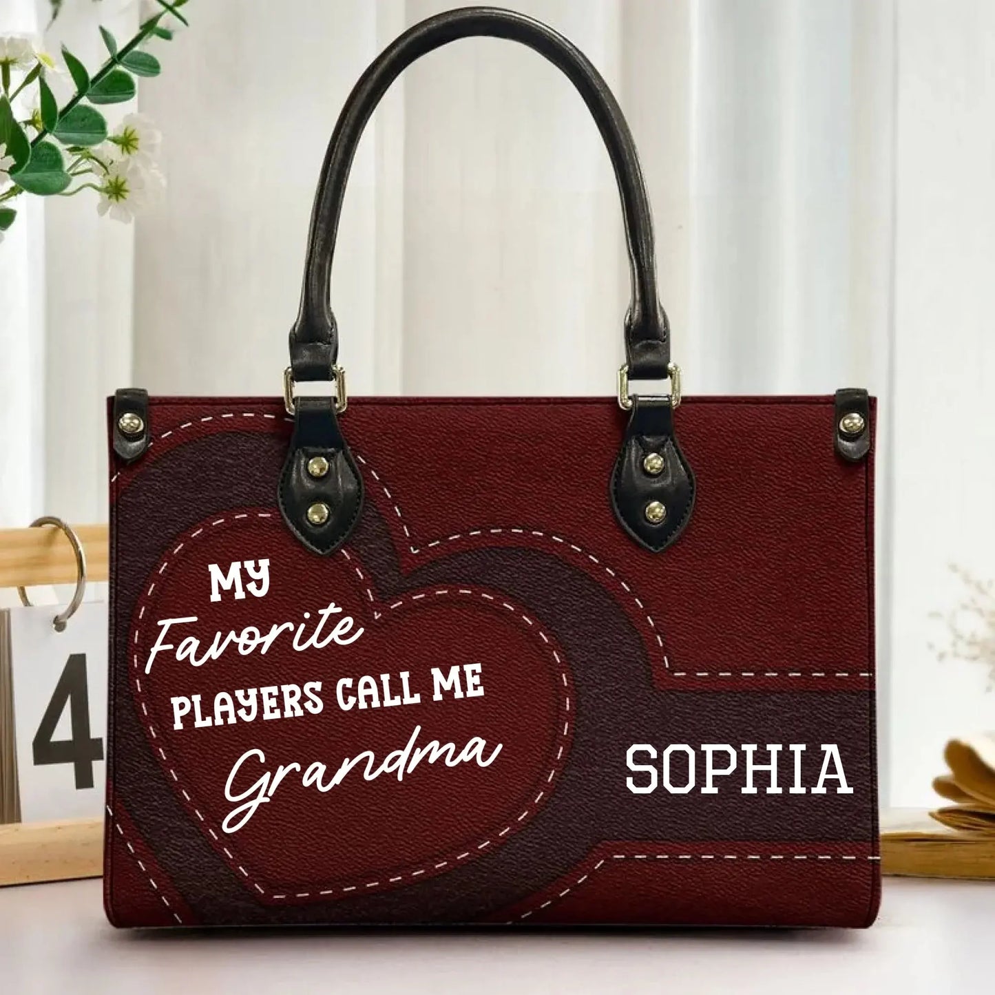 My Favorite Players Call Me Grandma – Personalized Leather Tote Bag with Kids’ Names, Gift for Grandma  Ezcustomize