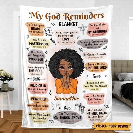 My God Reminders Affirmations – Personalized Christian Blanket Throw – Meaningful Birthday & Faith Encouragement Gift for Her or Loved Ones  Ezcustomize