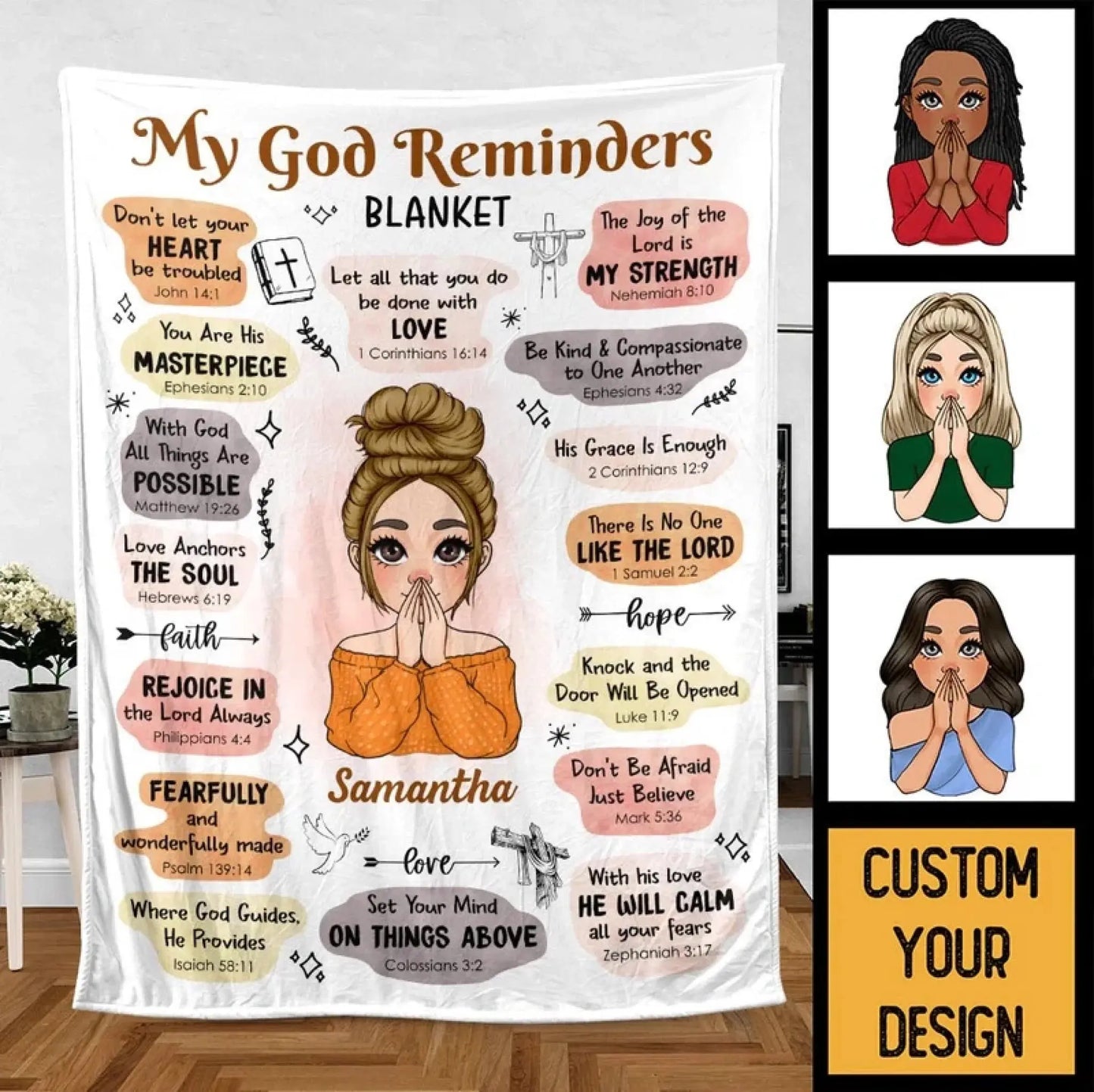 My God Reminders Affirmations – Personalized Christian Blanket Throw – Meaningful Birthday & Faith Encouragement Gift for Her or Loved Ones  Ezcustomize